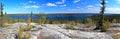 Prelude Lake Landscape Panorama with Canadian Shield and Boreal Forest, Northwest Territories Royalty Free Stock Photo