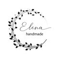 Premade logo design with floral wreath. Tree branches and leaves. Feminine logotype template