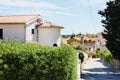 Premantura village town in Istria, Croatia: Vacation city street in town near Pula on a sunny summer day Royalty Free Stock Photo