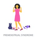 Premenstrual Syndrome concept on white background, flat design Royalty Free Stock Photo