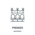 premier icon vector from amusement collection. Thin line premier outline icon vector illustration