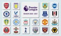 Premier League teams competing in season 2020 - 2021 for illustrative editorial use. Neumorphism style