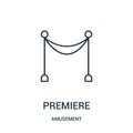 premiere icon vector from amusement collection. Thin line premiere outline icon vector illustration