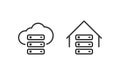 On-premise and cloud data icon. Network server vector