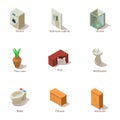 Premise icons set, isometric style