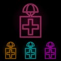 premise with medicines color neon set. Simple thin line, outline vector of drones icons for ui and ux, website or mobile Royalty Free Stock Photo