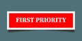First priority label on red Royalty Free Stock Photo