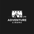 Premium adventure mountain film vector black logo icon design