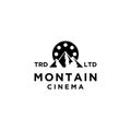 Premium adventure mountain film vector black logo icon design