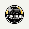 Premium adventure overland SUV in outdoor scenery vector illustration