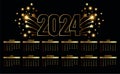 premium 2024 annual calendar template with golden firework design