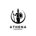 Premium Athena the goddess black vector icon logo illustration design