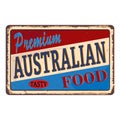 Premium australian food vintage restaurant tin sign. Promotional ad sign board for food and drink diner. Retro vector Royalty Free Stock Photo