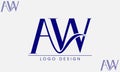 Premium AW or WA letters logo design. Creative elegant curve vector logotype. Luxury linear creative monogram.