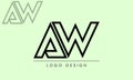 Premium AW or WA letters logo design. Creative elegant curve vector logotype. Luxury linear creative monogram.