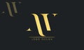 Premium AW or WA letters logo design. Creative elegant curve vector logotype. Luxury linear creative monogram.