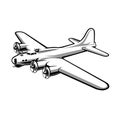 B17 Bomber Plane Flying Fortress Silhouete Vector Royalty Free Stock Photo