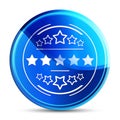 Premium badge icon glassy vibrant sky blue round button illustration Royalty Free Stock Photo