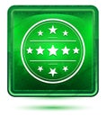Premium badge icon neon light green square button Royalty Free Stock Photo