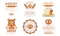 Premium Bakery Logo Design Collection, Daily Fresh Products Best Quality Vector Illustration on White Background