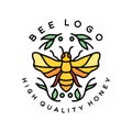 Premium Bee Logo Monoline Design Vector illustration Beekeeping badge symbol icon Royalty Free Stock Photo