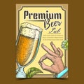 Premium Beer Pub Tavern Advertising Poster Vector