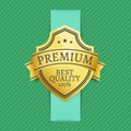 Premium Best 100 Quality Golden Label on Dashed Royalty Free Stock Photo