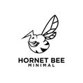 Premium big hornet bee line vintage vector icon logo template design
