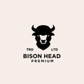 Premium Black Bison Head Vector Logo Design