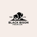 Premium black bison vector logo icon design