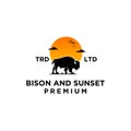 Premium black bison vector logo icon design