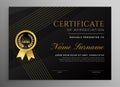Premium black certificate template with golden lines Royalty Free Stock Photo