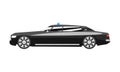 Premium black executive sedan with blue flasher siren, business luxury vehicle side view vector Illustration on a white Royalty Free Stock Photo