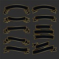 Premium black and gold ribbon set Royalty Free Stock Photo