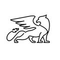 Premium black minimal Griffin Mythical Creature Emblem mascot Line Vector Design Royalty Free Stock Photo