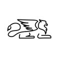 Premium black minimal Griffin Mythical Creature Emblem mascot Line Vector Design Royalty Free Stock Photo