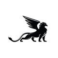 Premium black minimal Griffin Mythical Creature Emblem mascot Vector Design Royalty Free Stock Photo