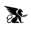 Premium black minimal Griffin Mythical Creature Emblem mascot Vector Design Royalty Free Stock Photo