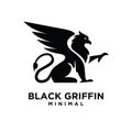 Premium black minimal Griffin Mythical Creature Emblem mascot Vector Design Logo Royalty Free Stock Photo