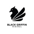 Premium black minimal Griffin Mythical Creature Emblem mascot Vector Design Logo Royalty Free Stock Photo