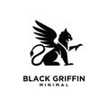 Premium black minimal Griffin Mythical Creature Emblem mascot Vector Design Logo Royalty Free Stock Photo