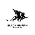 Premium black minimal Griffin Mythical Creature Emblem mascot Vector Design Logo Royalty Free Stock Photo