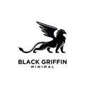 Premium black minimal Griffin Mythical Creature Emblem mascot Vector Design Logo Royalty Free Stock Photo