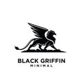 Premium black minimal Griffin Mythical Creature Emblem mascot Vector Design Logo Royalty Free Stock Photo