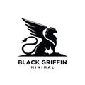 Premium black minimal Griffin Mythical Creature Emblem mascot Vector Design Logo Royalty Free Stock Photo