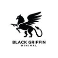 Premium black minimal Griffin Mythical Creature Emblem mascot Vector Design Logo Royalty Free Stock Photo