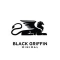 Premium black minimal Griffin Mythical Creature Emblem mascot Vector Design Logo Royalty Free Stock Photo