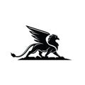 Premium black minimal Griffin Mythical Creature Emblem mascot Vector Design Royalty Free Stock Photo