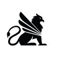 Premium black minimal Griffin Mythical Creature Emblem mascot Vector Design Royalty Free Stock Photo