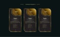 3 premium buttons, symbols, icons, steps of workflows templates design and multipurpose gold Infographic Vector on a dark